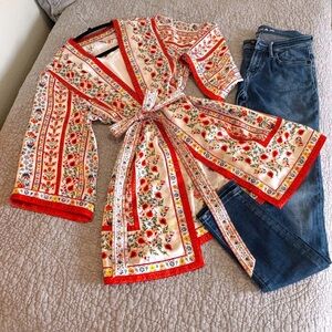 Alice + Olivia - Domino Reversible Belted Kimono Jacket - XS/S